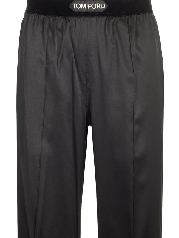 Logo Banding Silk Satin Pajama Pants - Image 3