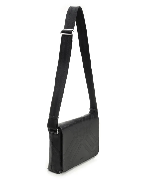 Embossing Check Pattern Leather Crossbody Bag - Image 2