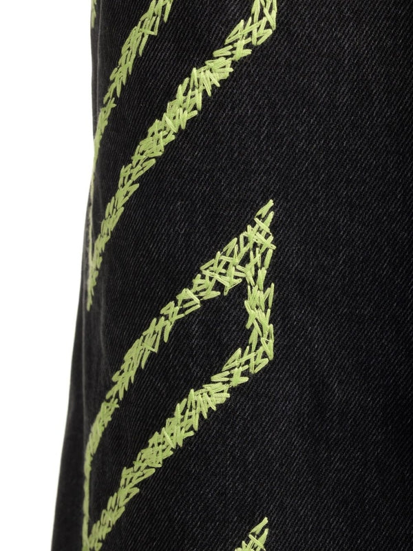 Diag Embroidered Denim Pants - Image 5