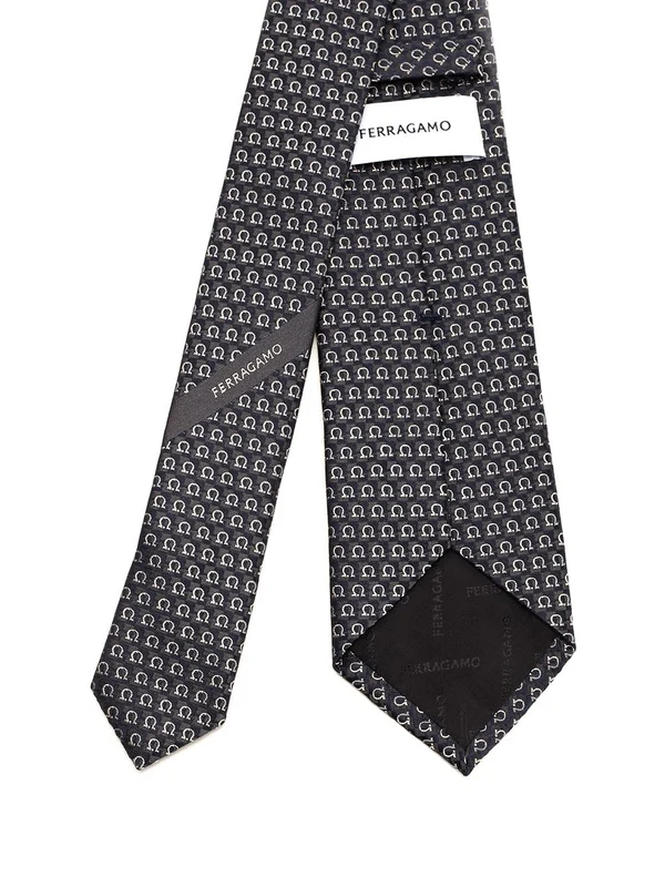 Gancini Pattern Silk Tie - Image 2