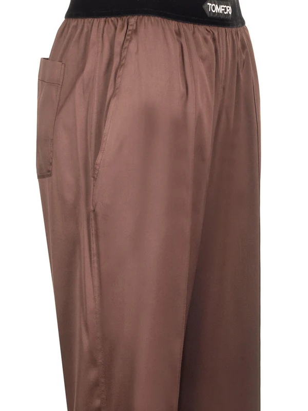 Logo Banding Silk Satin Pajama Pants - Image 3