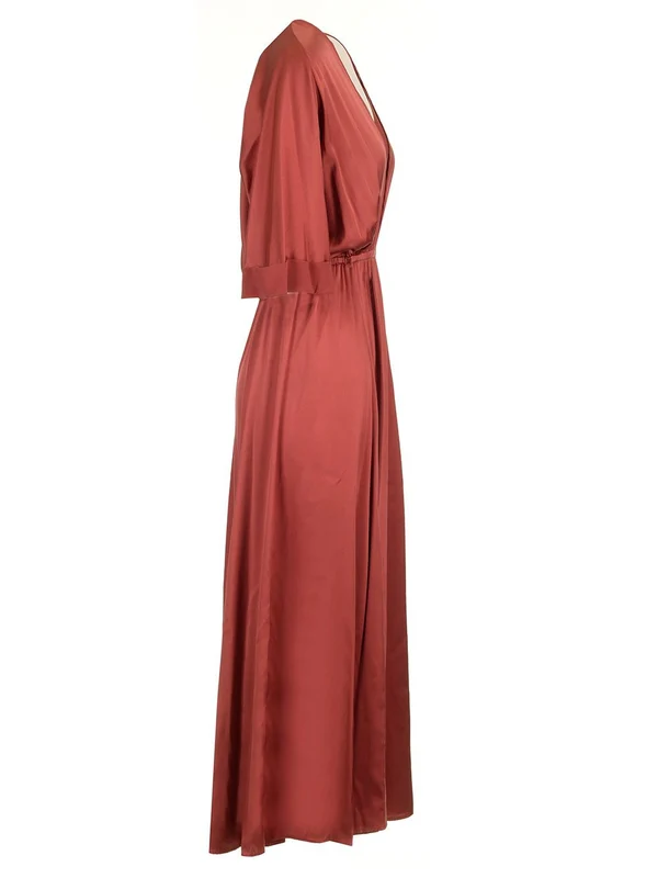 V-neck Silk Midi Dress - Image 3