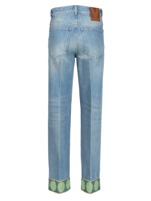 Jacquard Embroidered Denim Pants - Image 2