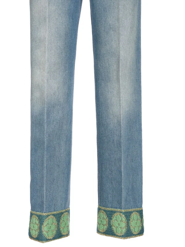 Jacquard Embroidered Denim Pants - Image 5