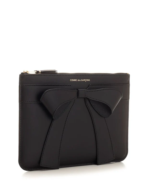 Bow Detail Large Leather Pouch Wallet - Image 2