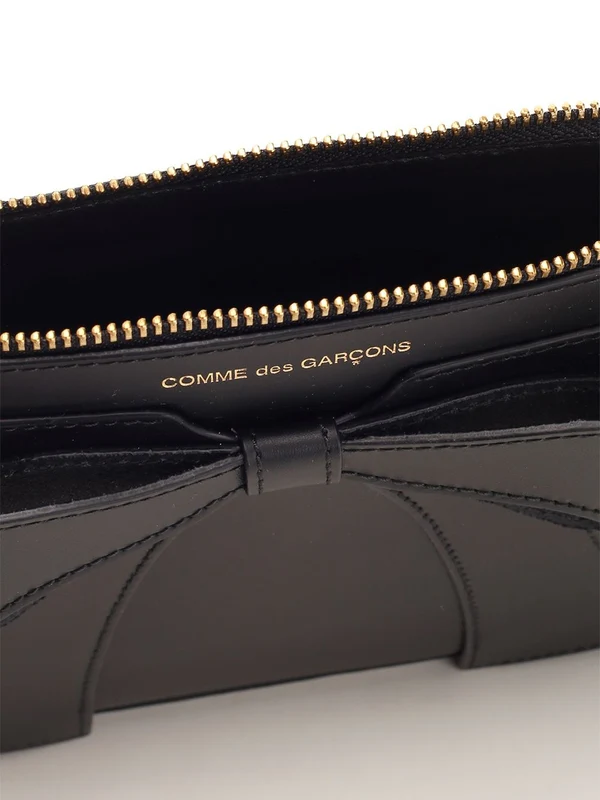 Bow Detail Large Leather Pouch Wallet - Image 4