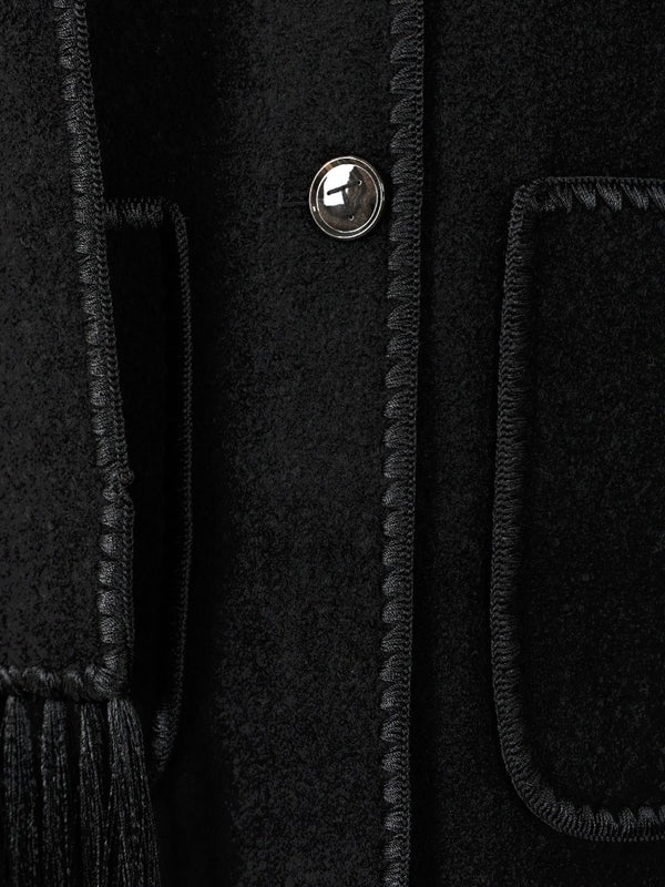 Embroidered Muffler Wool Jacket - Image 5