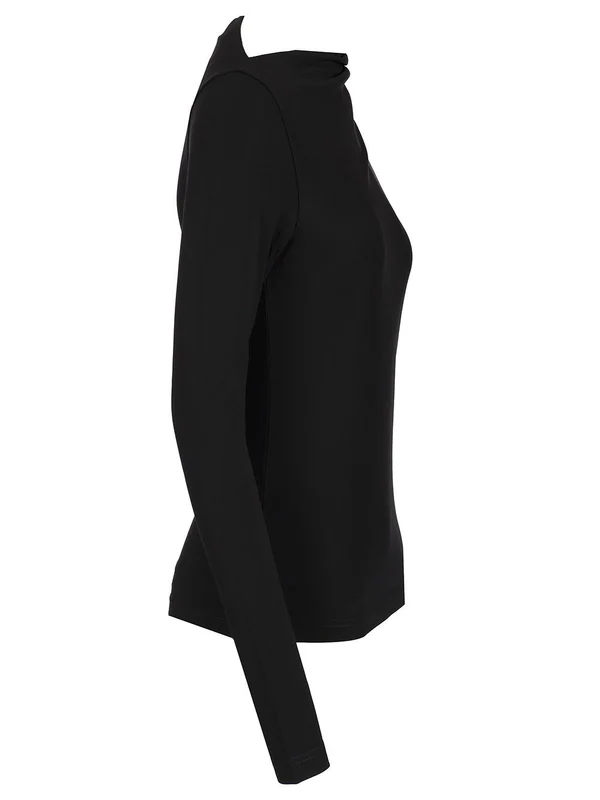 Asymmetric Draped Long Sleeve Top - Image 3