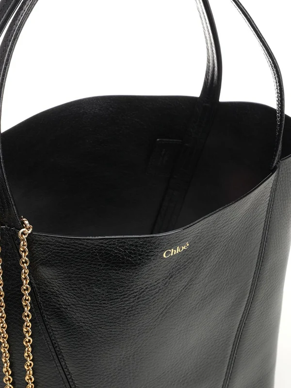 Spin Pendant Chain Leather Tote Bag - Image 4