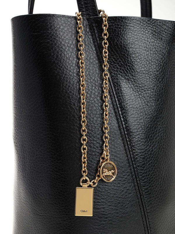 Spin Pendant Chain Leather Tote Bag - Image 5
