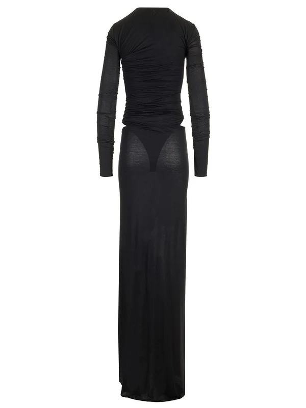 Draped Cashmere Blend Long Dress - Image 2