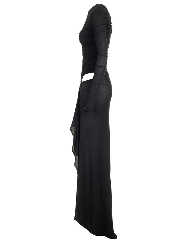 Draped Cashmere Blend Long Dress - Image 3