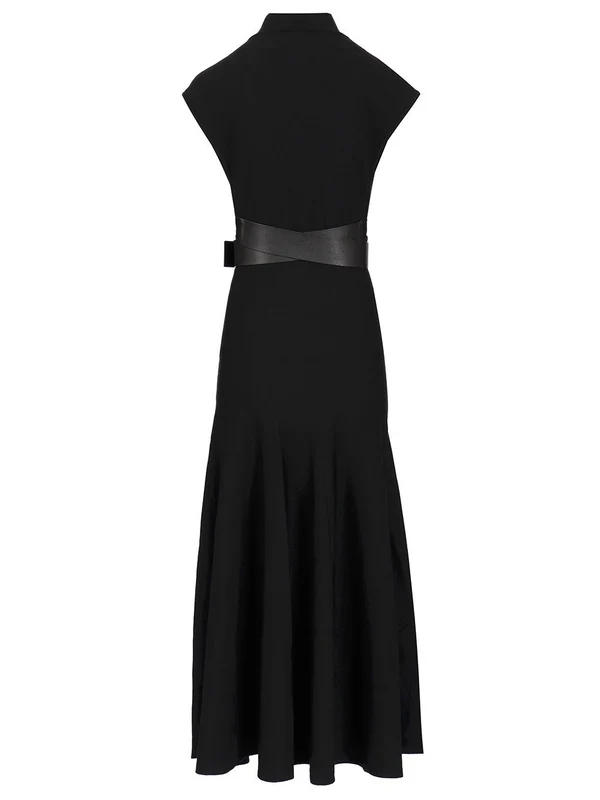 Leather Belt Wool Dress - Image 2