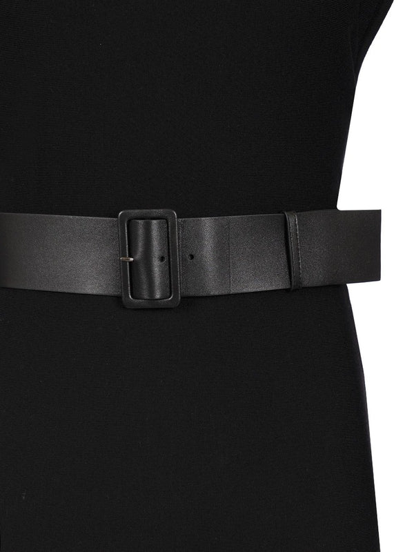 Leather Belt Wool Dress - Image 5