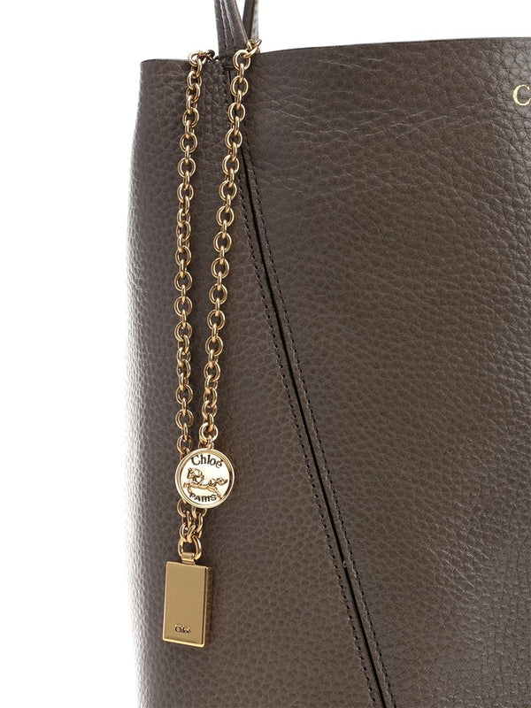 Spin Pendant Chain Leather Tote Bag - Image 5