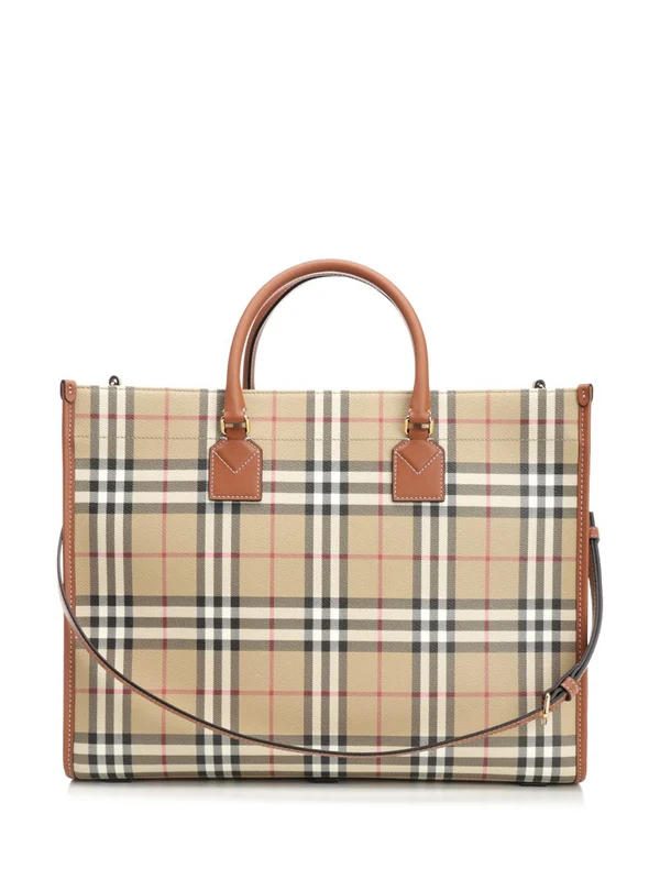 Freya Check Pattern Medium Tote Bag - Image 3