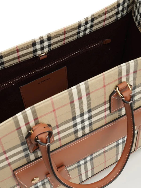 Freya Check Pattern Medium Tote Bag - Image 4