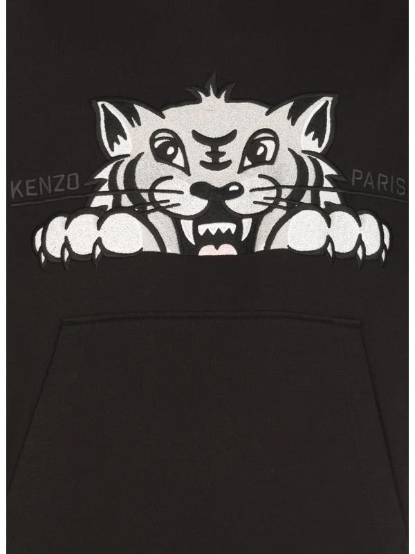 Happy Tiger Embroidery Cotton Hoodie - Image 5