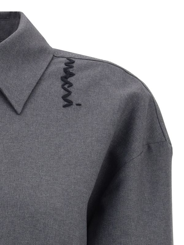 Stitch Logo Detail Wool Shirt - Image 3