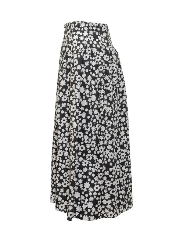Flower Pattern Pleated Midi Skirt - Image 3
