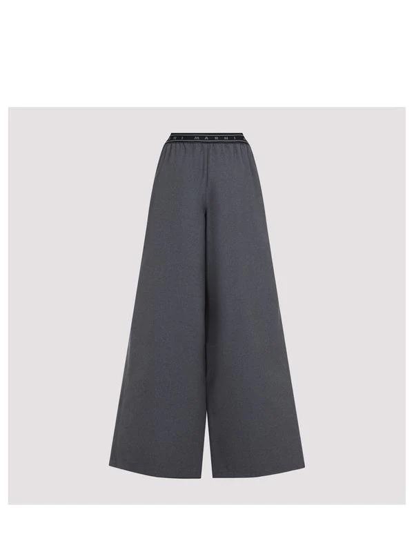 Logo Banding Wide Wool Pants - Image 2