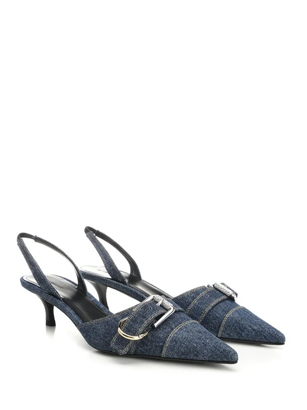 Voyou Denim Slingback Heels - Image 2