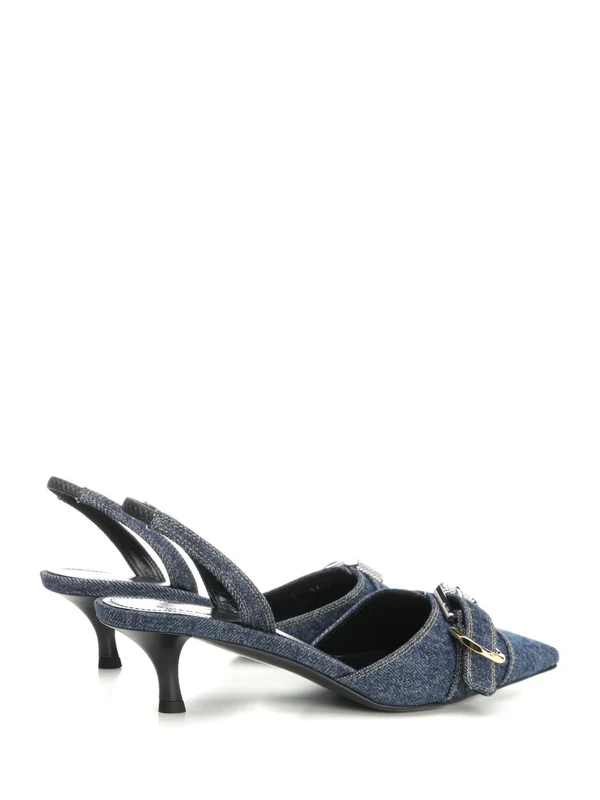Voyou Denim Slingback Heels - Image 3