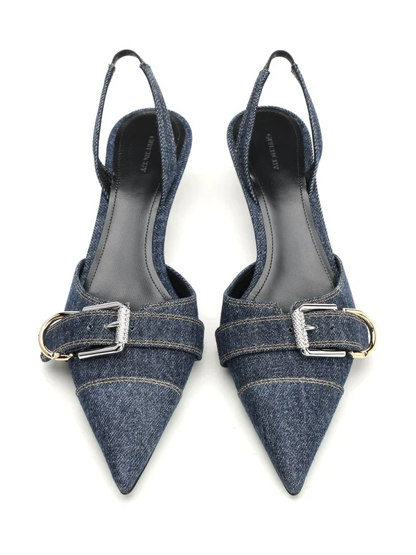 Voyou Denim Slingback Heels - Image 5