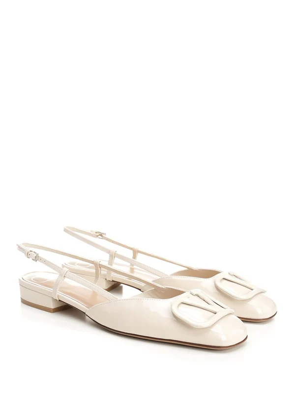 V Logo Signature Leather Flat Shoes - Image 2