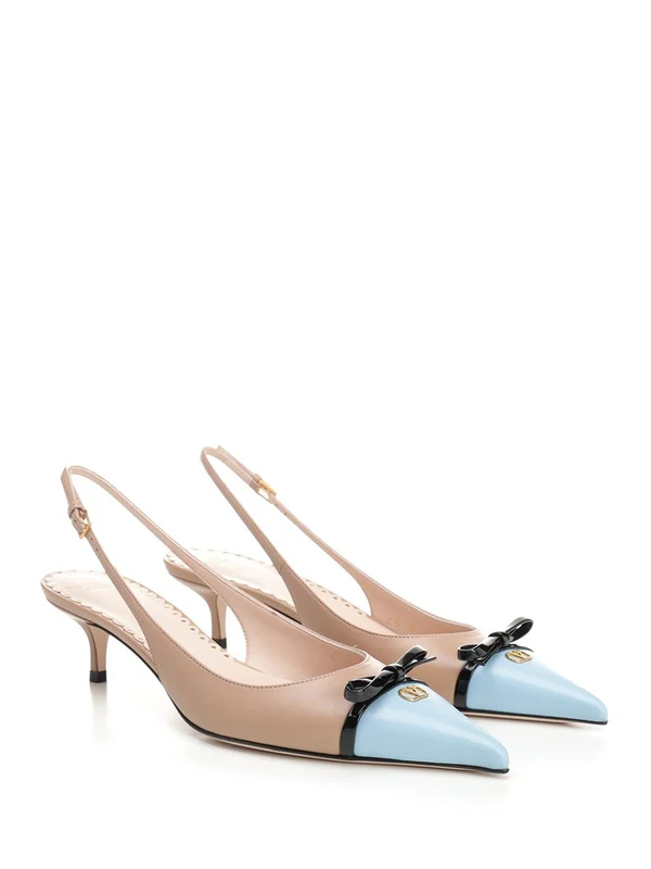 V Logo Leather Slingback Heels - Image 2
