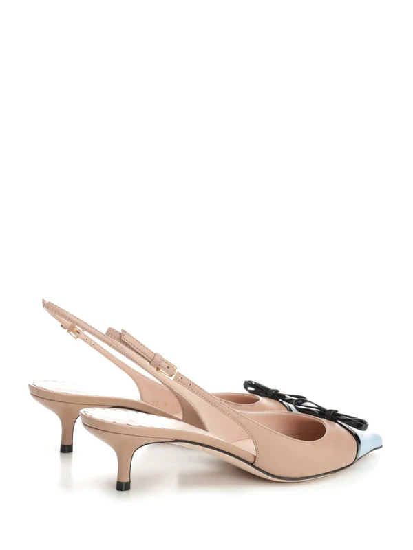 V Logo Leather Slingback Heels - Image 3