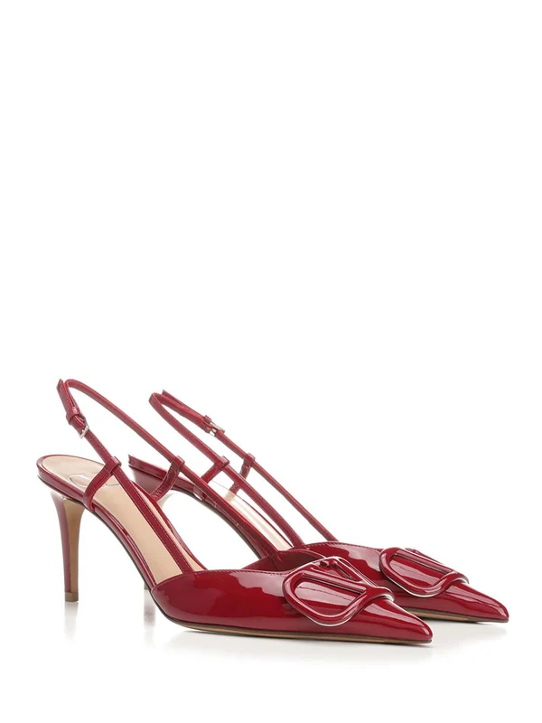 V Logo Signature Leather Slingback Heels - Image 2