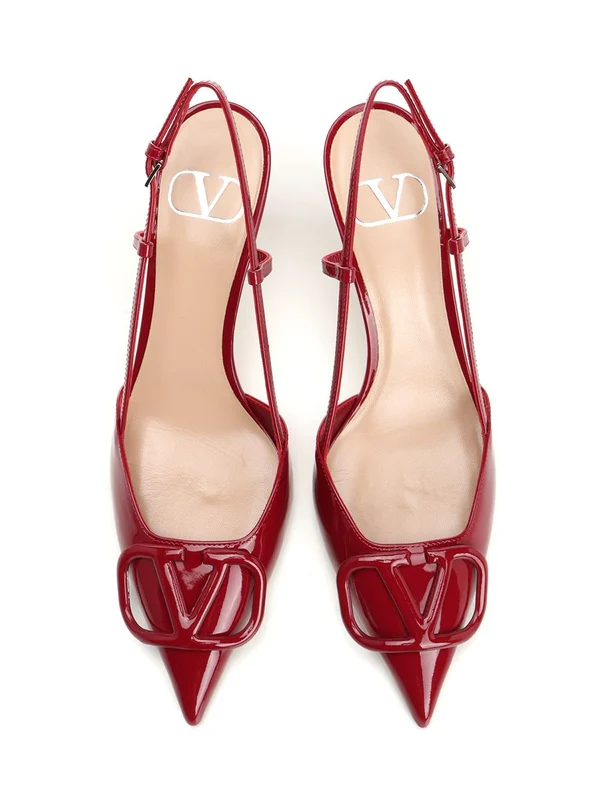 V Logo Signature Leather Slingback Heels - Image 5