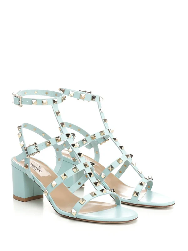 Rockstud Chunky Leather Sandal Heels - Image 2