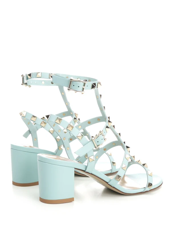 Rockstud Chunky Leather Sandal Heels - Image 3