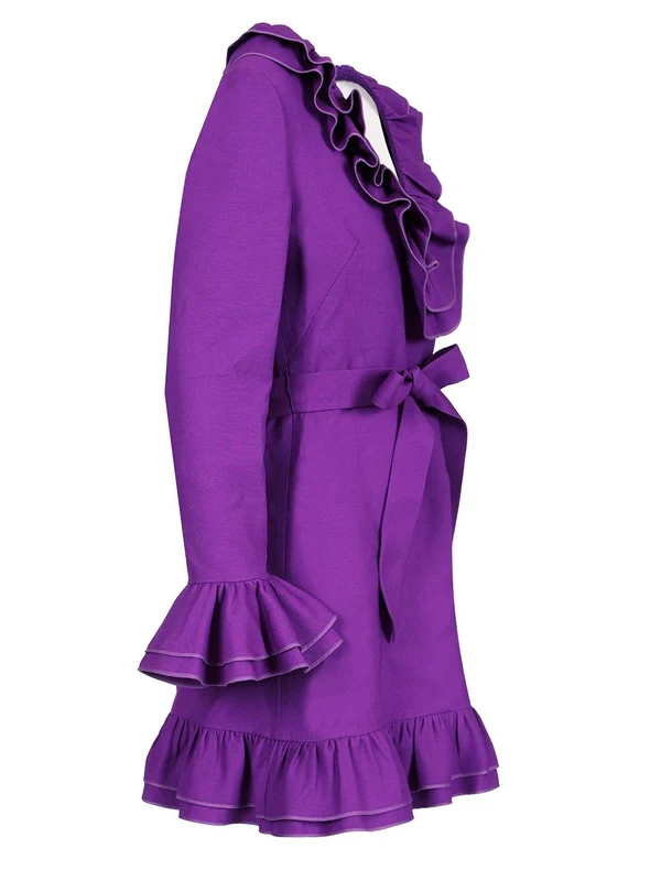 Crepe Ruffle Trim Mini Dress - Image 3