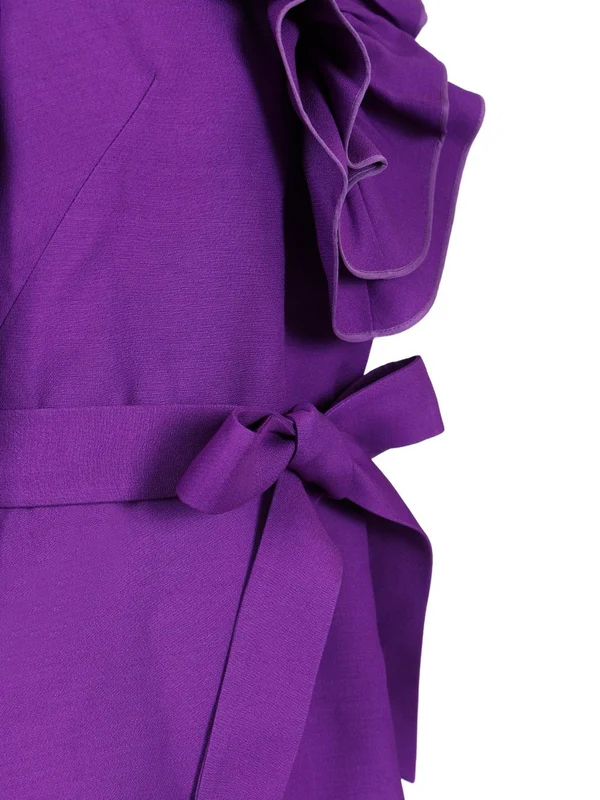 Crepe Ruffle Trim Mini Dress - Image 4