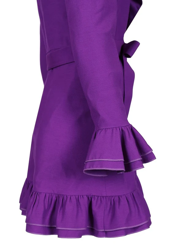 Crepe Ruffle Trim Mini Dress - Image 5