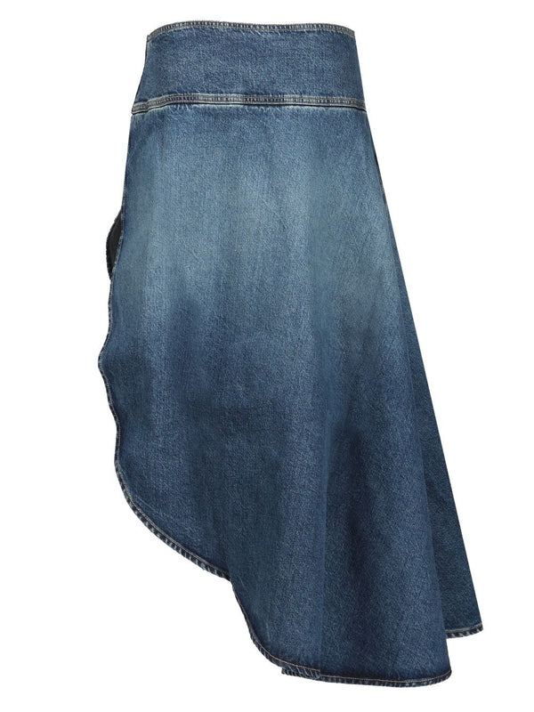 Asymmetric Full Denim Skirt - Image 2