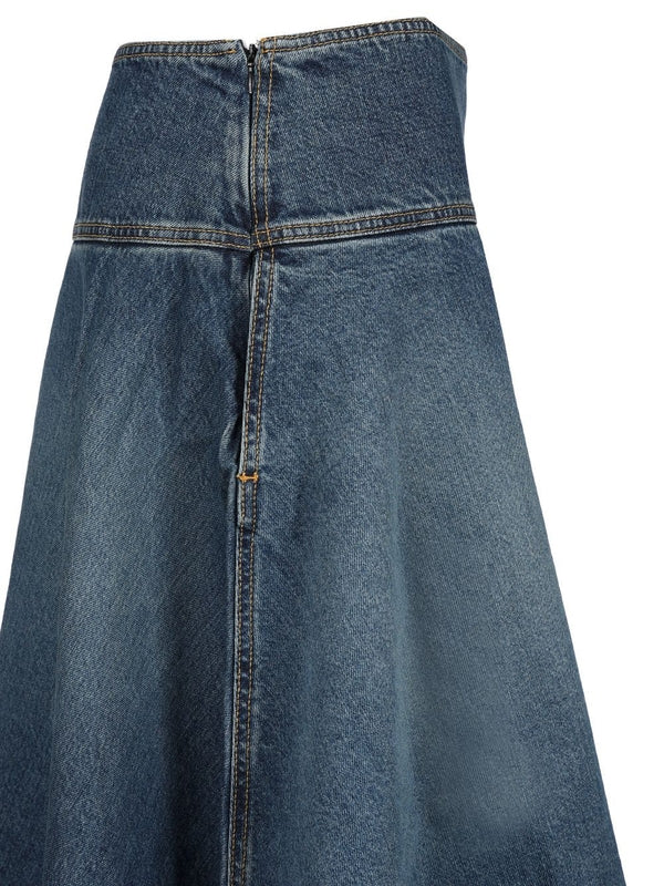 Asymmetric Full Denim Skirt - Image 4
