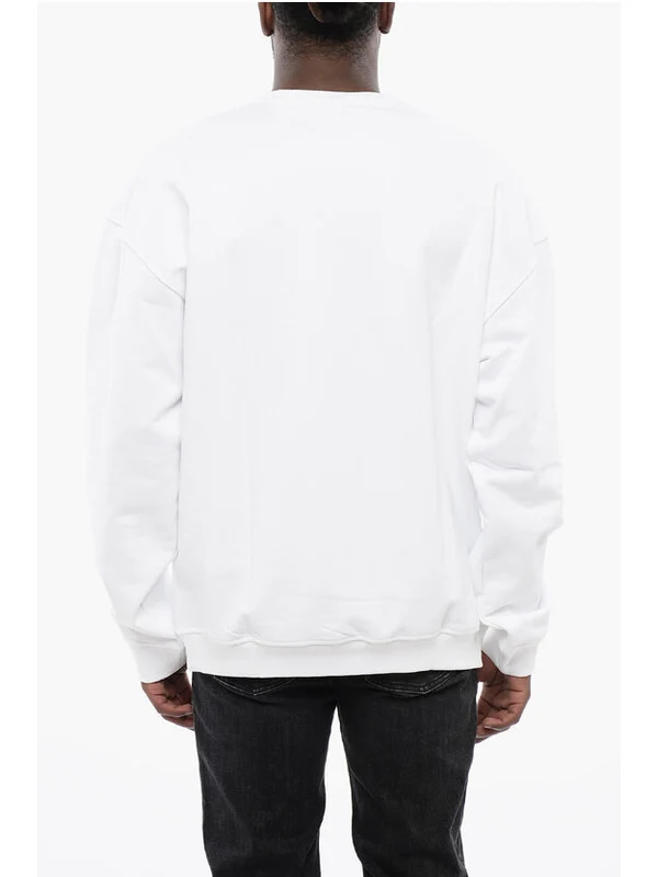 Solid Color S-NABEL-M Crew-neck Sweatshirt with Cracked Effe Sweatshirts - Image 2