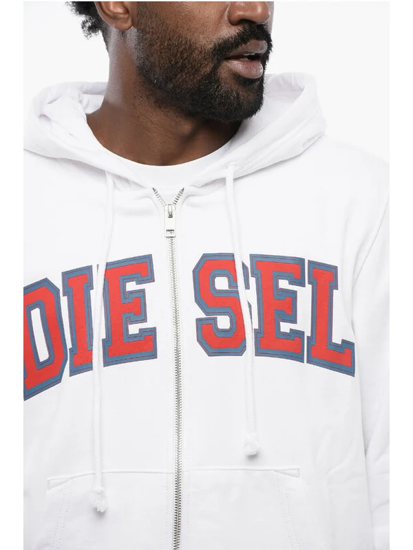 Logo Detail Cotton Blend Hood Zip-up - Image 3