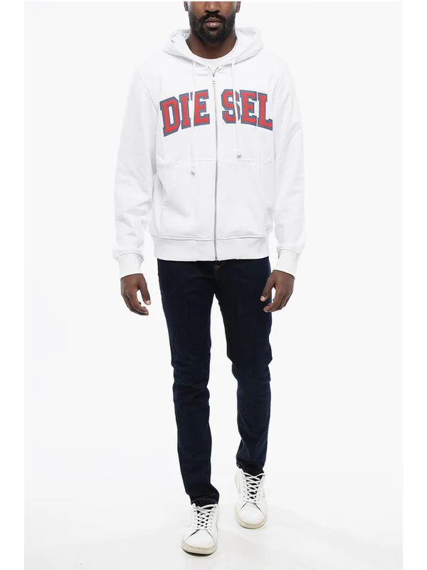 Logo Detail Cotton Blend Hood Zip-up - Image 4