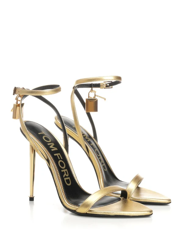 Gold-Point Leather Sandal Heels - Image 2