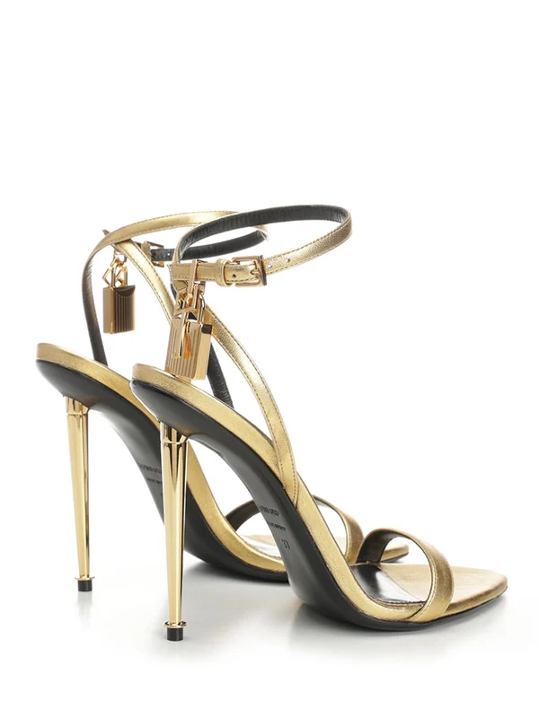 Gold-Point Leather Sandal Heels - Image 3