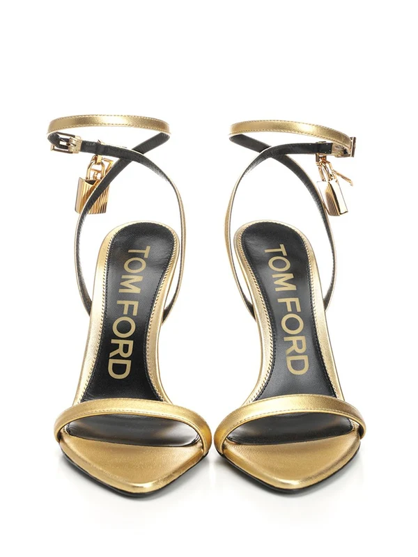 Gold-Point Leather Sandal Heels - Image 5