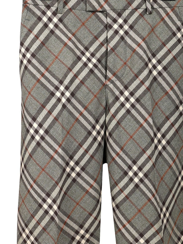 Check Pattern Straight Wool Tailored Pants - Image 3