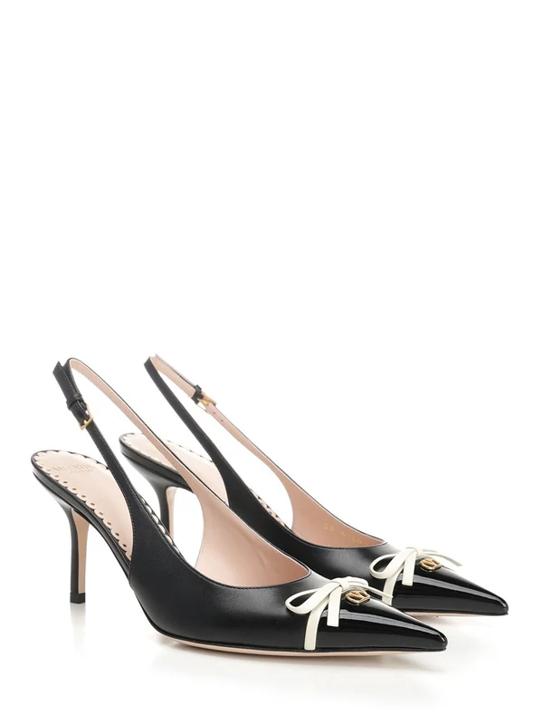 Bow Embellished Leather Slingback Heel - Image 2