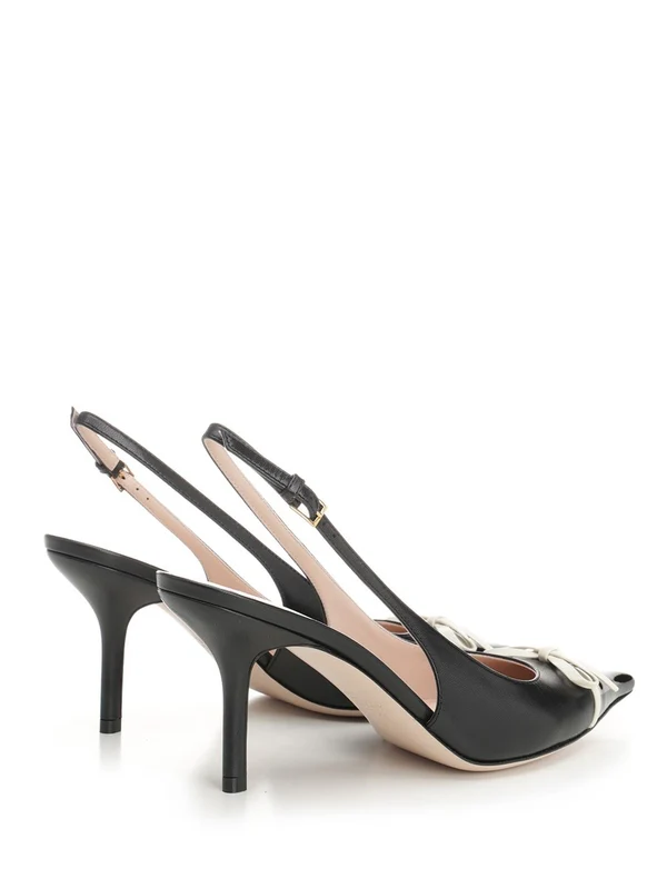 Bow Embellished Leather Slingback Heel - Image 3
