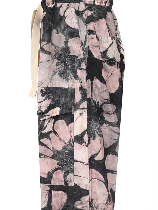 Floral Printed Straight Pants - Image 4